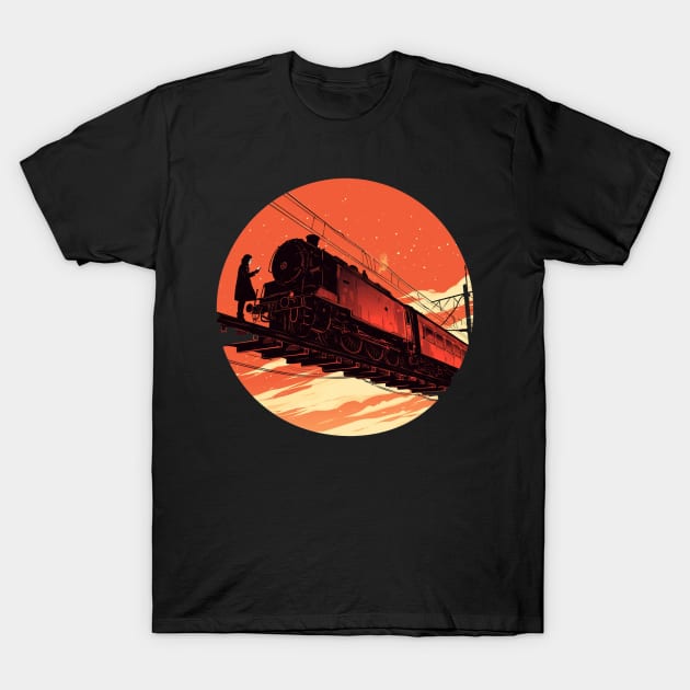 sunset and train T-Shirt by ChuraMan